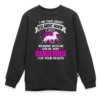 Cheval islandais - Sweat Premium enfant bio - noir - Devant - AI Model Kid Female (0cm)