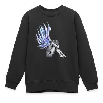 Angel Engel tu es belle Flügel Wing fly - Sweat Premium enfant bio - noir - Devant - AI Model Kid Female (0cm)