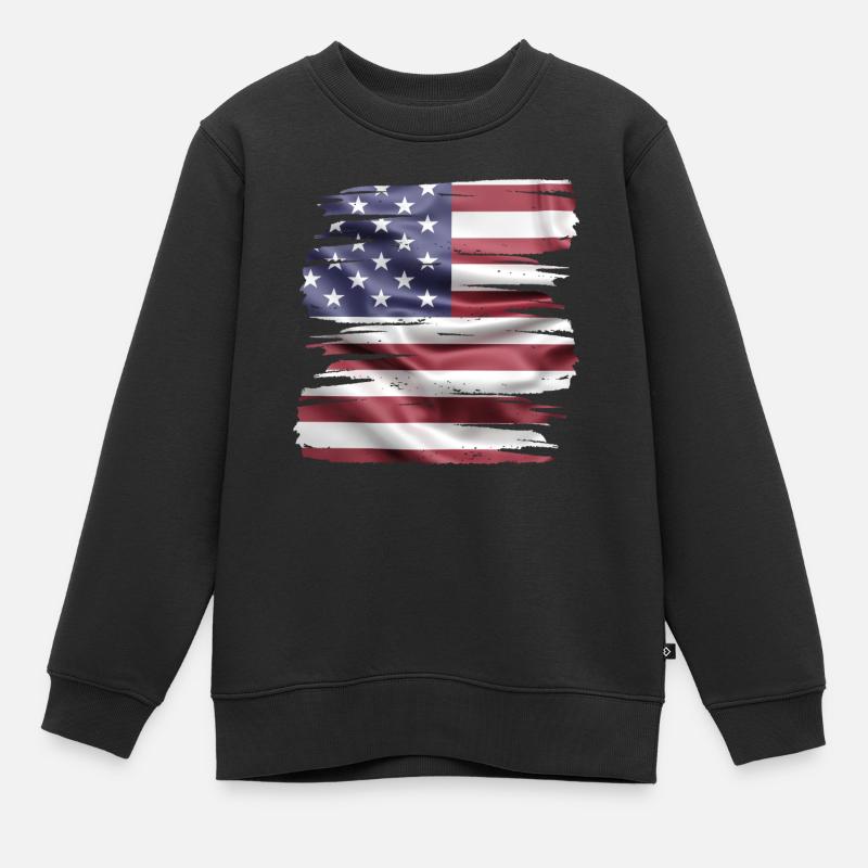 Drapeau américain rétro - Sweat Premium enfant bio - noir