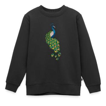 Amoureux des animaux paon - Sweat Premium enfant bio - noir - Devant - AI Model Kid Female (0cm)