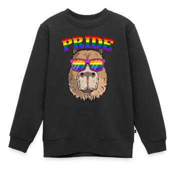 Homosexuell Stolz Capybara mit LGBT Regenbogen Sonnenbrille - Kinder Premium Organic Sweatshirt - Schwarz - Vorne - AI Model Kid Female (0cm)