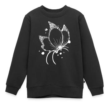 Schmetterling Schmetterling Blumenmuster - Kinder Premium Organic Sweatshirt - Schwarz - Vorne - AI Model Kid Female (0cm)