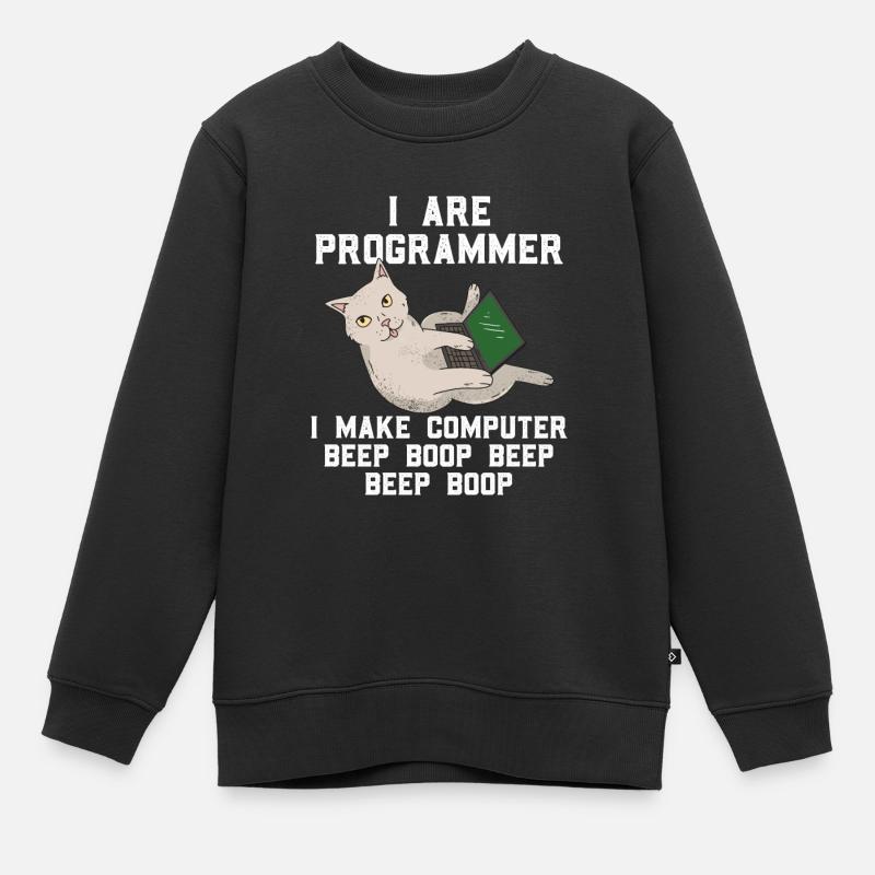 Programmierer Katze - Kinder Premium Organic Sweatshirt - Schwarz