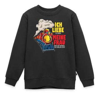 Modelleisenbahn Spruch Ich liebe meine Frau Dampf - Kinder Premium Organic Sweatshirt - Schwarz - Vorne - AI Model Kid Female (0cm)