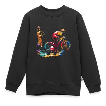 Triathlo Sport Wettkampf - Kinder Premium Organic Sweatshirt - Schwarz - Vorne - AI Model Kid Female (0cm)