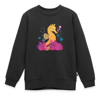 Hippocampe hippocampe - Sweat Premium enfant bio - noir - Devant - AI Model Kid Female (0cm)