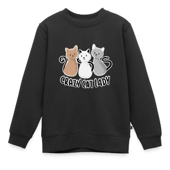 Crazy Cat Lady - Sweat Premium enfant bio - noir - Devant - AI Model Kid Female (0cm)