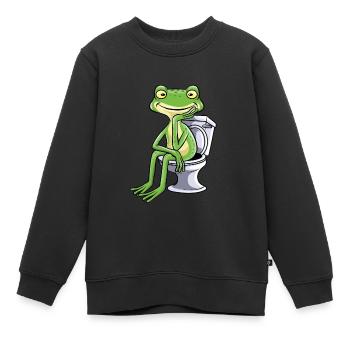 Frosch Klo Kacken Toilette - Kinder Premium Organic Sweatshirt - Schwarz - Vorne - AI Model Kid Female (0cm)
