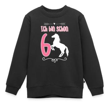Pferde Geburtstagsshirt 6 Jahre Mädchen - Kinder Premium Organic Sweatshirt - Schwarz - Vorne - AI Model Kid Female (0cm)