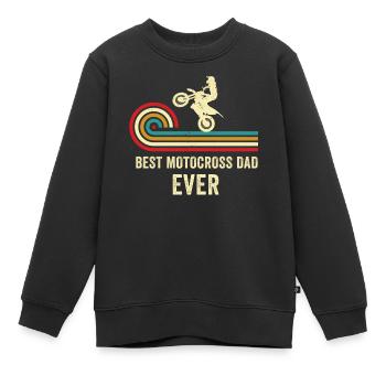 Chemise Papa Motocross - Cadeau Motocross Cool - Dirtbi - Sweat Premium enfant bio - noir - Devant - AI Model Kid Female (0cm)