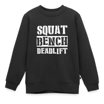 SQUAT BENCH DEADLIFT - Sweat Premium enfant bio - noir - Devant - AI Model Kid Female (0cm)