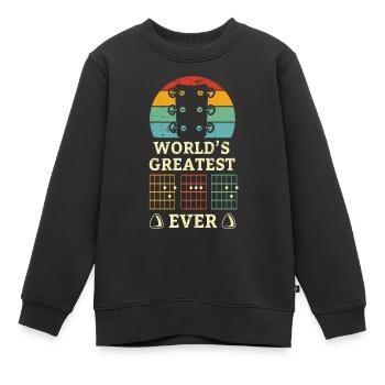 Worlds Greatest Dad Guitar Shirt - Cooler Gitarrist - Kinder Premium Organic Sweatshirt - Schwarz - Vorne - AI Model Kid Female (0cm)