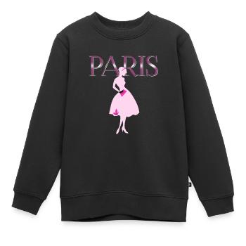 Paris haute Couture modezeichnung Dame - Kinder Premium Organic Sweatshirt - Schwarz - Vorne - AI Model Kid Female (0cm)