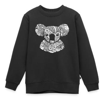 Koala Koala Blumenmuster - Kinder Premium Organic Sweatshirt - Schwarz - Vorne - AI Model Kid Female (0cm)