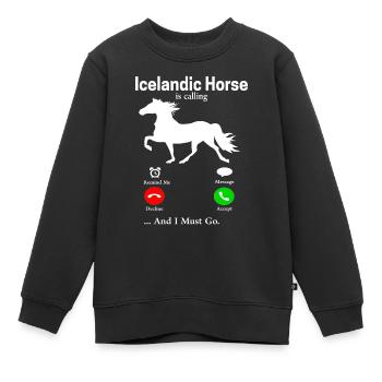 Cheval islandais - Sweat Premium enfant bio - noir - Devant - AI Model Kid Female (0cm)