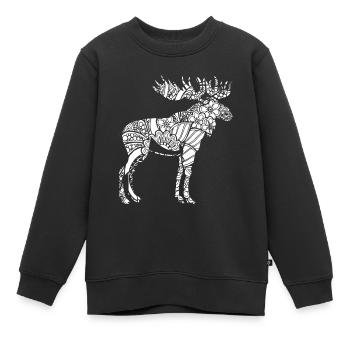 Elch Elch Blumenmuster - Kinder Premium Organic Sweatshirt - Schwarz - Vorne - AI Model Kid Female (0cm)