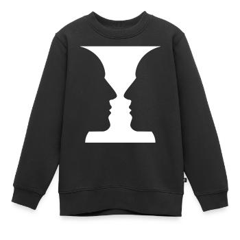 Têtes ou vases Illusions optiques - Sweat Premium enfant bio - noir - Devant - AI Model Kid Female (0cm)