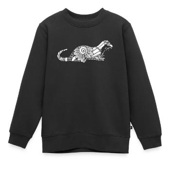 Otter Otter Blumenmuster - Kinder Premium Organic Sweatshirt - Schwarz - Vorne - AI Model Kid Female (0cm)