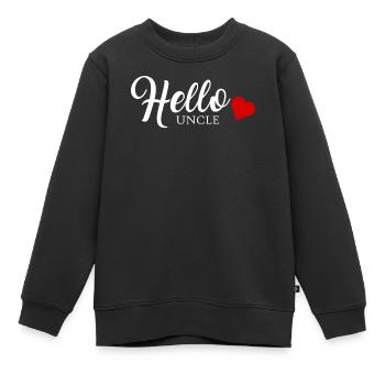 Bonjour mon oncle body bébé cadeau oncle - Sweat Premium enfant bio - noir - Devant - AI Model Kid Female (0cm)