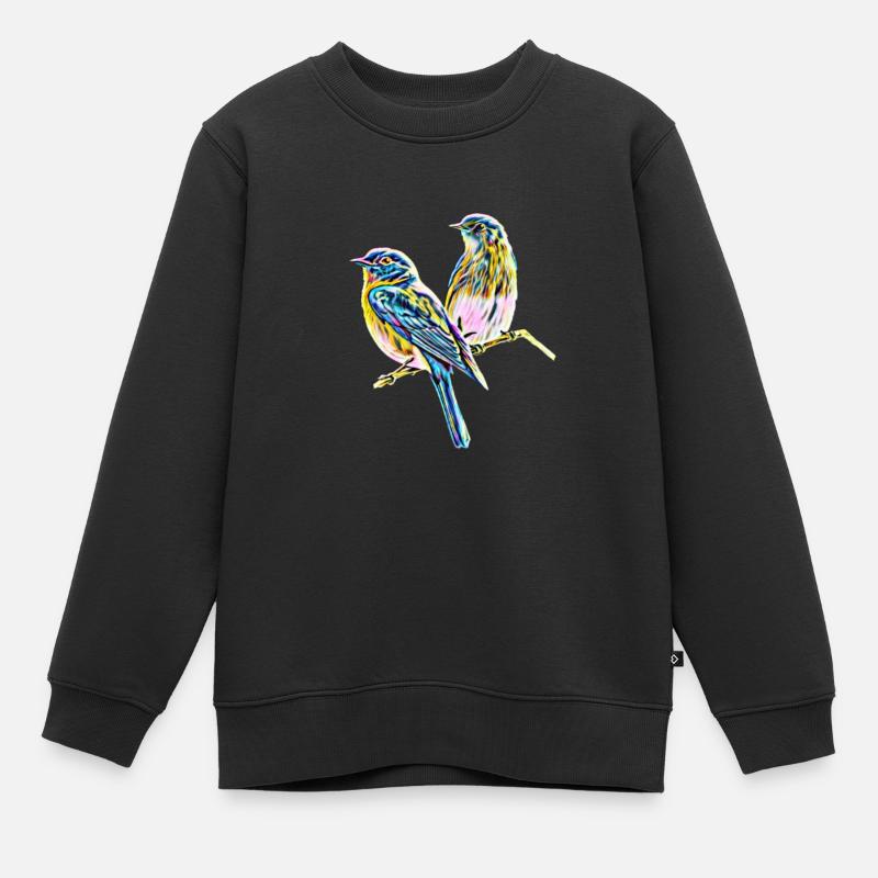Oiseaux - Sweat Premium enfant bio - noir