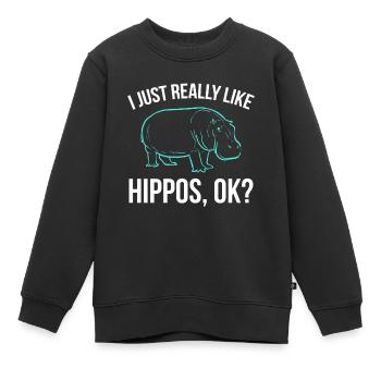 Flusspferde Nilpferd Großflusspferd Hippopotamus - Kinder Premium Organic Sweatshirt - Schwarz - Vorne - AI Model Kid Female (0cm)
