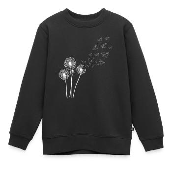 Pusteblume mit Fliegenden Sporen Papierflieger - Kinder Premium Organic Sweatshirt - Schwarz - Vorne - AI Model Kid Female (0cm)