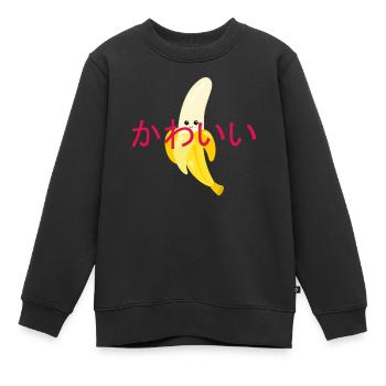 Kawaii food banana cute japan cartoon comic - Kids Premium Organic Sweatshirt - black - Front - AI Model Kid Female (0cm)