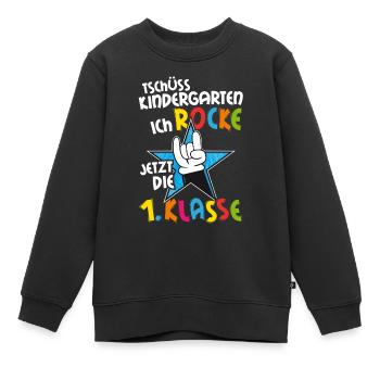 Tschüss Kindergarten ich rocke jetzt die Schule - Kinder Premium Organic Sweatshirt - Schwarz - Vorne - AI Model Kid Female (0cm)