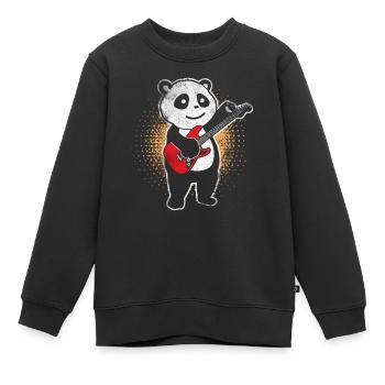 Panda Gitarrist - Kinder Premium Organic Sweatshirt - Schwarz - Vorne - AI Model Kid Female (0cm)