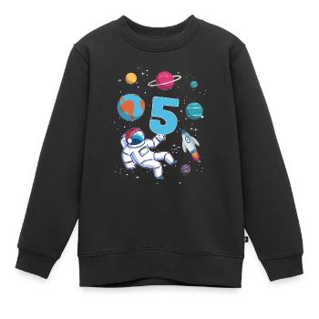 Astronaute fusée 5ème anniversaire de l’espace 5 ans - Sweat Premium enfant bio - noir - Devant - AI Model Kid Female (0cm)