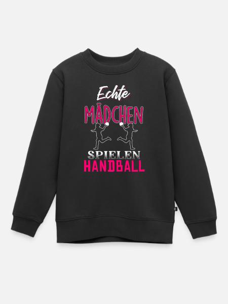 Echte Mädchen spielen Handball - Kinder Premium Organic Sweatshirt - Schwarz