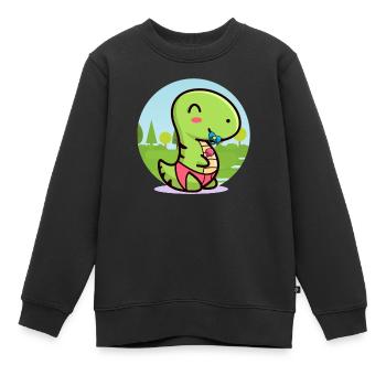 BABY Dinosaurier TREX Schnuller Rassel - Kinder Premium Organic Sweatshirt - Schwarz - Vorne - AI Model Kid Female (0cm)