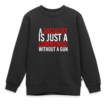 Socialiste anti-socialisme - Sweat Premium enfant bio - noir - Devant - AI Model Kid Female (0cm)
