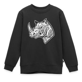 Nashorn Nashorn Blumenmuster - Kinder Premium Organic Sweatshirt - Schwarz - Vorne - AI Model Kid Female (0cm)