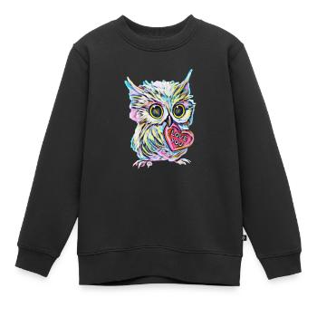 Eule - Kinder Premium Organic Sweatshirt - Schwarz - Vorne - AI Model Kid Female (0cm)