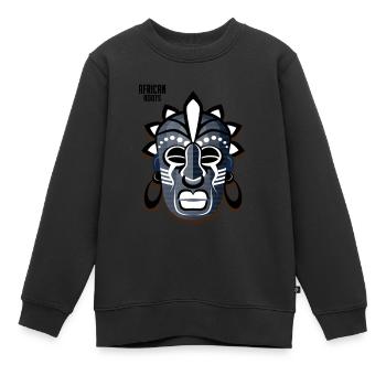 Masque africain, j'ai des racines africaines, Afrique - Sweat Premium enfant bio - noir - Devant - AI Model Kid Female (0cm)