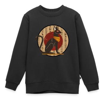 Sphinx chat d’Egypte Egypt Cercle - Sweat Premium enfant bio - noir - Devant - AI Model Kid Female (0cm)