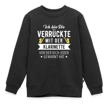 Klarinette - Kinder Premium Organic Sweatshirt - Schwarz - Vorne - AI Model Kid Female (0cm)