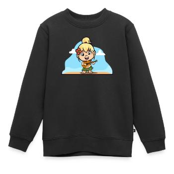Hula Hawai fille avec bastrock Girarre Aloha - Sweat Premium enfant bio - noir - Devant - AI Model Kid Female (0cm)
