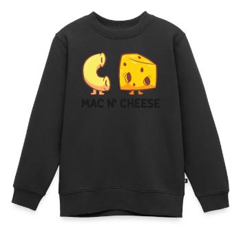 Funny Mac And Cheese Food Lover Powered By Mac & - Kids Premium Organic Sweatshirt - black - Front - AI Model Kid Female (0cm)