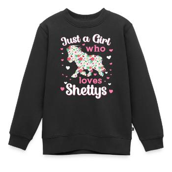Just a Girl who loves Shettys Pony Pferde Geschenk - Kinder Premium Organic Sweatshirt - Schwarz - Vorne - AI Model Kid Female (0cm)