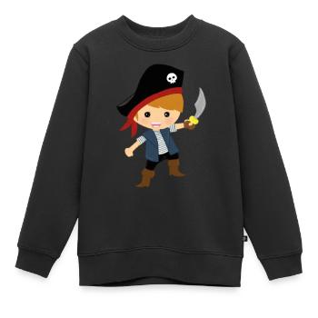 Süßer kleiner Pirat mit Piratenhut und Säbel - Kinder Premium Organic Sweatshirt - Schwarz - Vorne - AI Model Kid Female (0cm)
