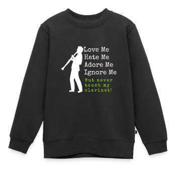 clarinette - Sweat Premium enfant bio - noir - Devant - AI Model Kid Female (0cm)