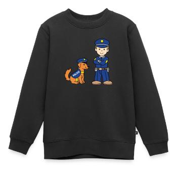 Junge als Polizist mit Polizeihund für Kinder - Kinder Premium Organic Sweatshirt - Schwarz - Vorne - AI Model Kid Female (0cm)