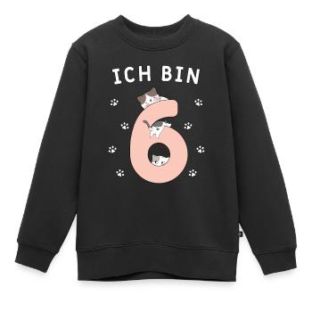 6. sechster Geburtstag Mädchen Katzen - Kinder Premium Organic Sweatshirt - Schwarz - Vorne - AI Model Kid Female (0cm)