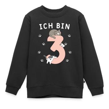 Drei Jahre alt | Katze - Kinder Premium Organic Sweatshirt - Schwarz - Vorne - AI Model Kid Female (0cm)