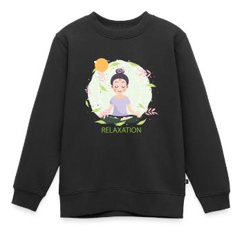 Relaxation - Sweat Premium enfant bio - noir - Devant - AI Model Kid Female (0cm)