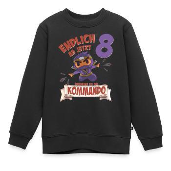 Kinderkleidung, Ninja zum 8. Geburtstag 8 Jahre - Kinder Premium Organic Sweatshirt - Schwarz - Vorne - AI Model Kid Female (0cm)