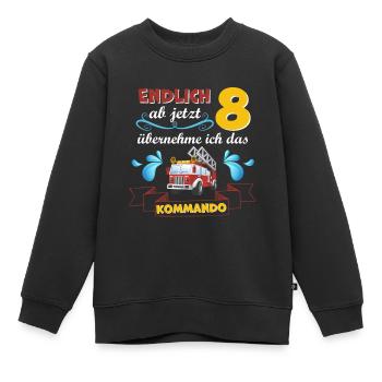 Kinderkleidung, Feuerwehr zum 8 Geburtstag 8 Jahre - Kinder Premium Organic Sweatshirt - Schwarz - Vorne - AI Model Kid Female (0cm)