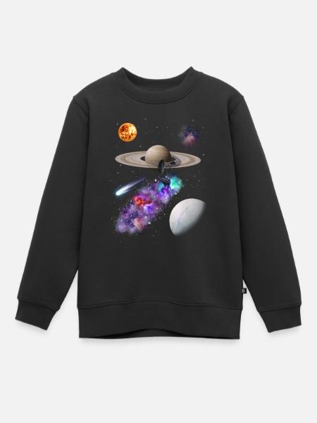 Weltraum - Kinder Premium Organic Sweatshirt - Schwarz